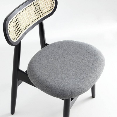 High Gray Wood and Cane Side Chair