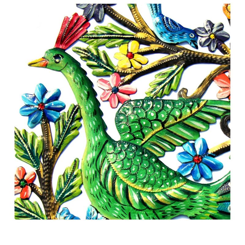 Global Crafts Multi Peacock In Tree Haitian Metal Drum Wall Art, 2 of 7