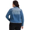 Women's Plus Size Corpped Denim Long Sleeve Button Down Casual Jean Jackets with Pockets - Agnes Orinda - 4 of 4
