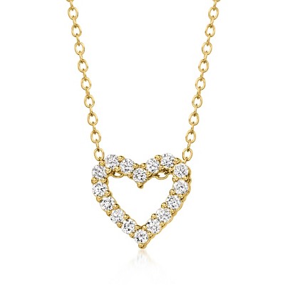 Ross-Simons 0.25 ct. t.w. Lab-Grown Diamond Heart Pendant Necklace in 18kt Gold Over Sterling