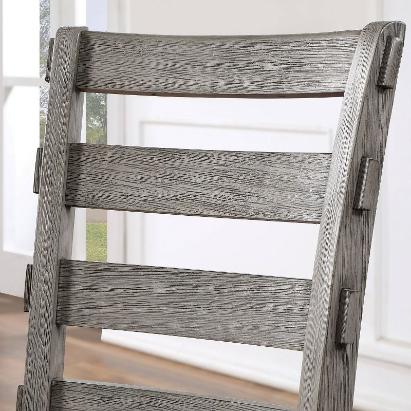 24/7 Shop At Home Set of 2 Windsong Ladder Back Cushioned Dining Chairs Gray, 4 of 9