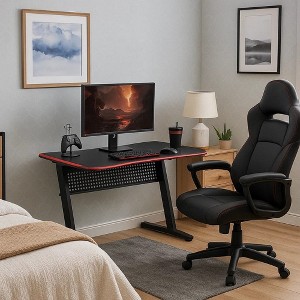 Royal Hampton Gaming Table with Cup and Controller Holders, Black - 1 of 4