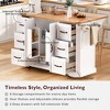 56 inch White Kitchen Island with Rubber Wood Veneer Drop Leaf Rolling Kitchen Cart on 4 Wheels for Kitchen Dining Room - 4 of 4