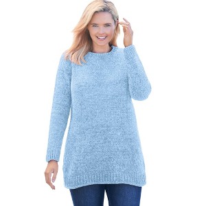 Woman Within Plus Size Crewneck Chenille Sweater - 1 of 4