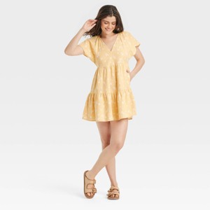 Women's Flutter Short Sleeve Woven Mini Skater Dress - Universal Thread™ - 1 of 3