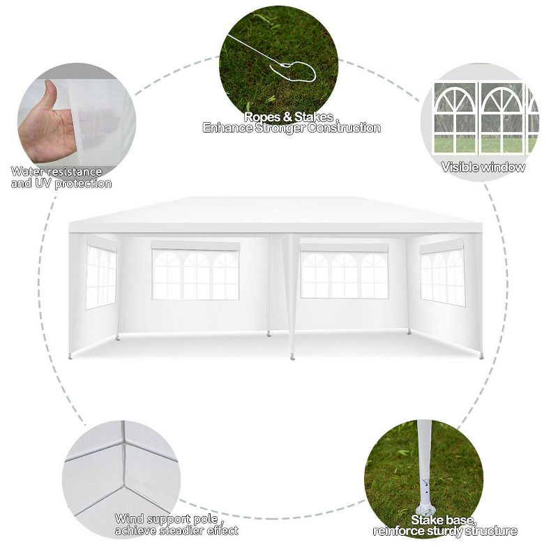 Costway Outdoor 10'x20' Canopy Tent Heavy Duty Wedding Party Sidewalls Window Carry Bag, 5 of 11