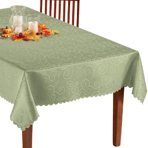 Collections Etc Fancy Scroll Scalloped Edge Festive Tablecloth - 1 of 2