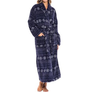 ADR Women's Long Robe, Fleece Plush Robe Woman, Cozy Regular & Plus Size Women's Bath Robe - 1 of 4