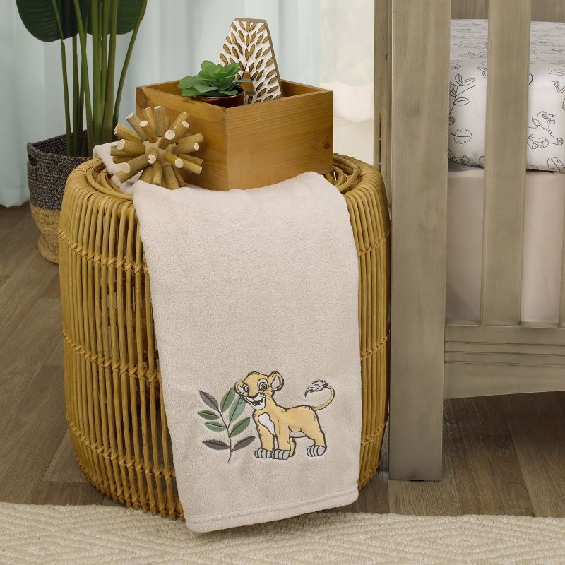 Disney Lion King Leader of the Pack Grey, Sage, and Yellow Super Soft Baby Blanket with Simba Applique, 2 of 5