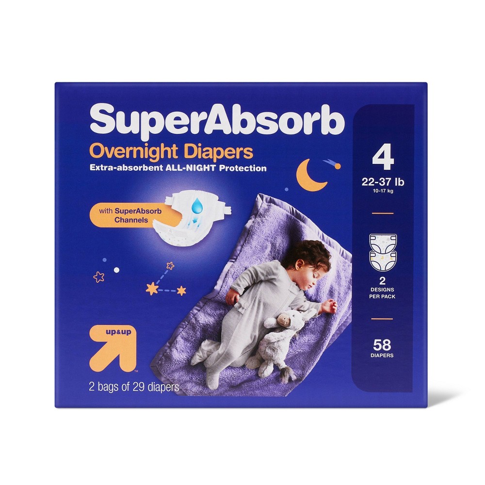 Photos - Baby Hygiene Disposable Overnight Diapers Giant Pack - Size 4 - 58ct - up & up™