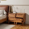 GlasFlength Nightstands Set of Two Modern Mid Century Bedside Tables with Vintage Simple Style for Bedroom, Brown, 15.8"*14.6"*21.3" - 3 of 4