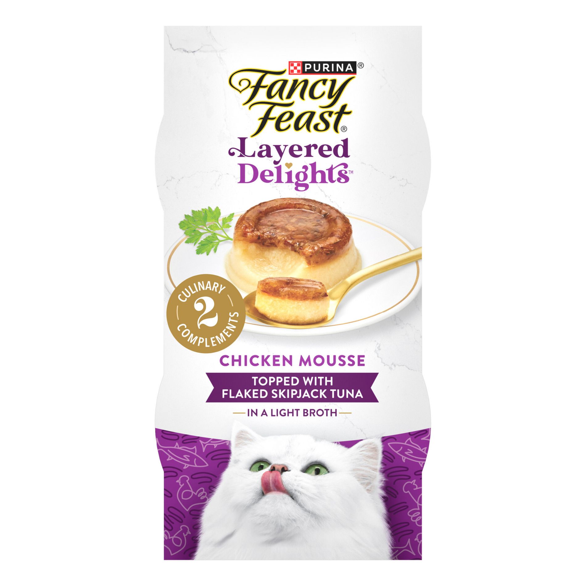 Fancy Feast Layered Delights Chicken Mousse Topped With Flaked Skipjack Tuna Gourmet Wet Cat Treats - 2.54oz/2pk