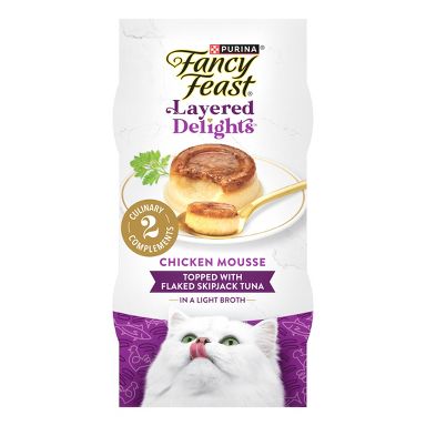 Fancy Feast Layered Delights Chicken Mousse Topped With Flaked Skipjack Tuna Gourmet Wet Cat Treats - 2.54oz/2pk