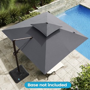 11FT Square Double Top Cantilever Umbrella Outdoor 360° Rotation 6 Heights Adjustable Offset Umbrella with Metal Pole Cantilever Patio Umbrella - 1 of 4