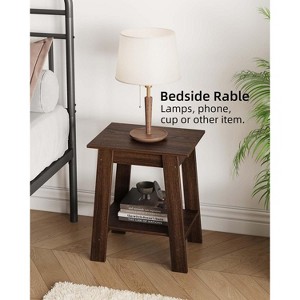 End Table, Narrow Side Table with 2 Tier Storage Shelf, Small Space Side Table for Farmhouse Bedroom, Studio Apartment, Entryway - 1 of 4