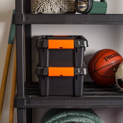 13 Quart Black Heavy Duty Stackable Storage Bin with Lid