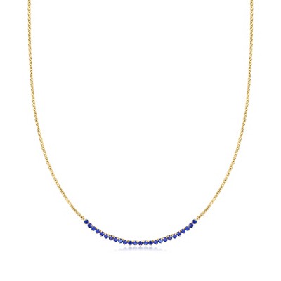 Pure Collection by Ross-Simons 1.10 ct. t.w. Lab-Grown Sapphire Tennis-Style Necklace in 18kt Gold Vermeil Size 16