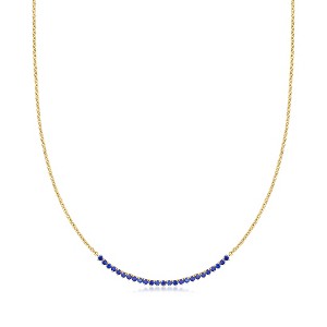 Pure Collection by Ross-Simons 1.10 ct. t.w. Lab-Grown Sapphire Tennis-Style Necklace in 18kt Gold Vermeil Size 16 - 1 of 4