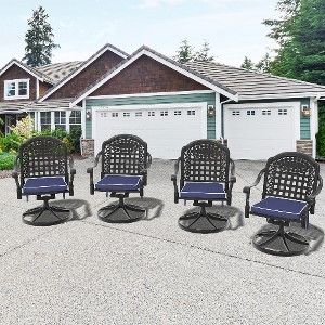 Lyngins 2-Piece Cast Aluminum Outdoor Swivel Chair with All-Weather Cushions, Exquisite Carved Patterns, Patio Accent Chair for Dining/Relaxation - 1 of 4