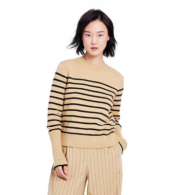 Women's Striped Crewneck Sweater - La Ligne x Target Tan/Black