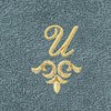 Linum Home Textiles 100% Turkish Cotton MONICA Gold Thread 2PC Embellished Washcloth Set - 3 of 3