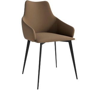 LeisureMod Upholstered Dining Chair in Fabric with Iron Legs, Sonnet Series - 1 of 4
