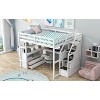 Okak Full Size Solid Wood Bunk Bed with 2 Built-in Drawers & Storage Staircase Loft Bunk Bed with Desk & Shelves for Kids Teens, Easy Assemble, White - 3 of 4