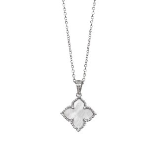 Adornia Rhodium Plated Flower White Mother of Pearl Necklace - 1 of 4