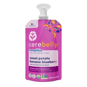 Cerebelly Organic Baby Food Single Pouch - Sweet Potato Blueberry Banana Smoothie - 4oz - 1 of 4