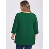 Women's Plus Size Button Decor Pintuck Split Neck 3/4 Sleeve Dressy Casual Blouses - GRACE & GRANDEUR - 3 of 4
