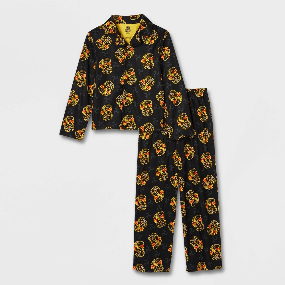 Boys' Cobra Kai Coat Pajama Set - Black 8