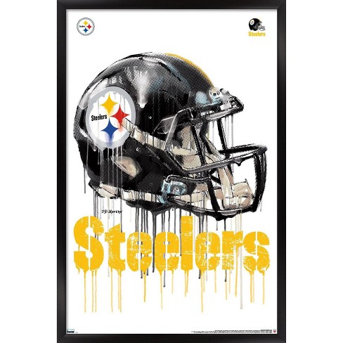 Trends International NFL Pittsburgh Steelers - Drip Helmet 20 Framed Wall Poster Prints Black Framed Version 14.725' x 22.375'