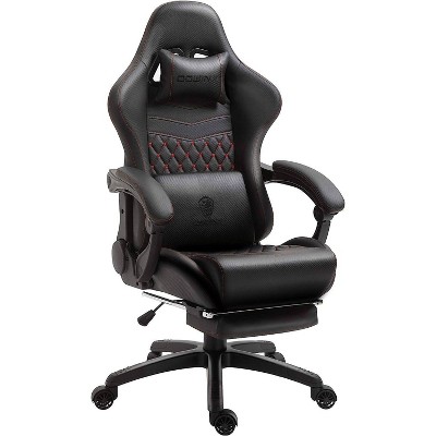 Adjustable Gaming Chair With Massage Lumbar Support And Retractable  Footrest Black - Dowinx : Target