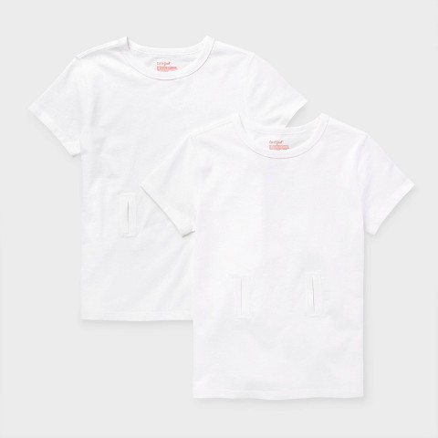 Cat & Jack Kids' Adaptive 2pk Short Sleeve Undershirt - Cat & Jack™ White S