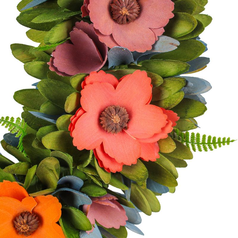 18" Spring Multicolored Wood Curl Floral Wreath - National Tree Company, 3 of 4