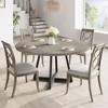 47Inch Round Dining Table for 4-6 People, Dining Room Table with Metal Pedestal Base - 3 of 4
