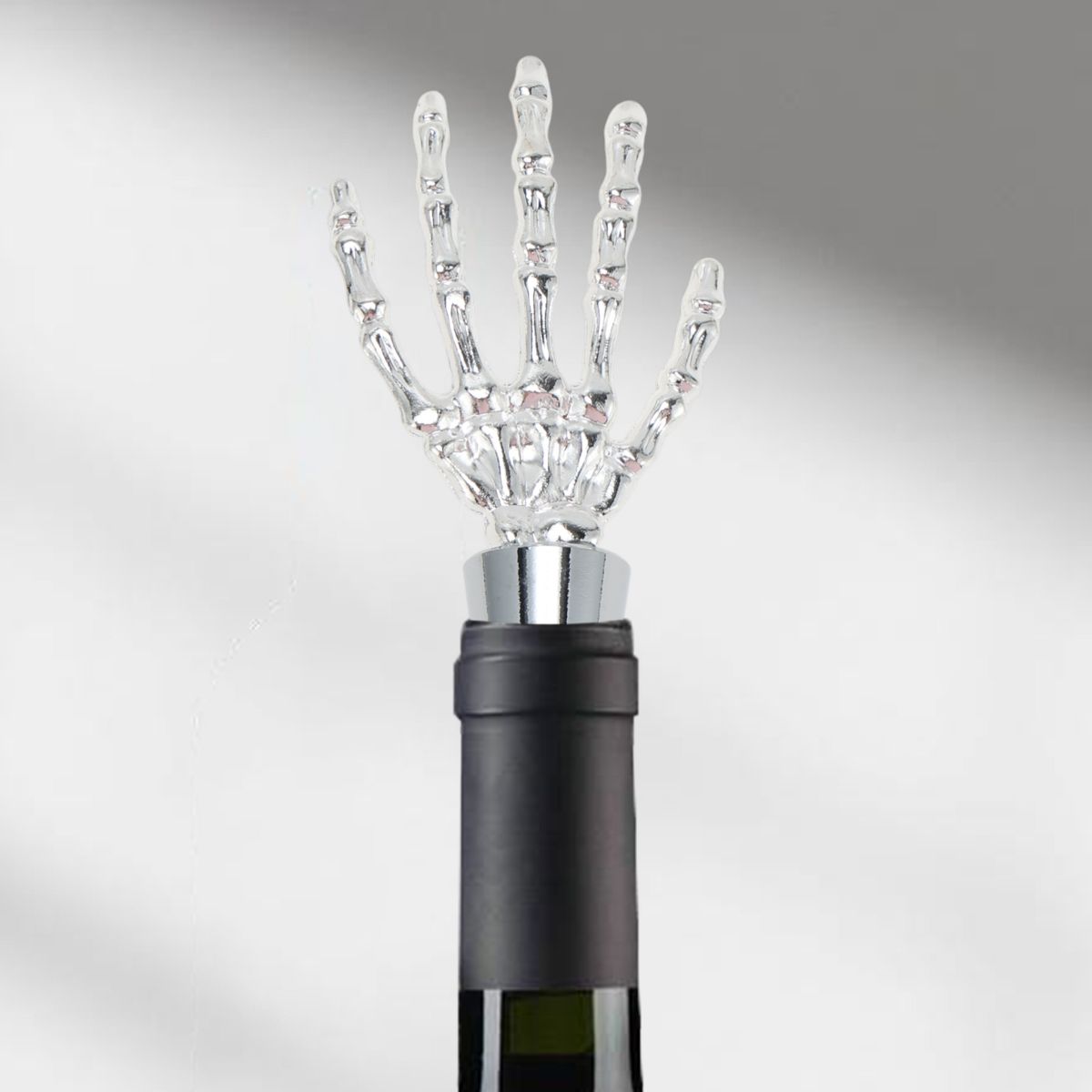 Unique Bargains Skeletal Hand Stopper Aluminum Alloy TPE Black Silver Tone 5.20"x1.97"x0.79" 1 Pc - thumbnail 2