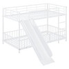 NicBex Twin Over Twin/Full Over Full Metal Bunk Bed with Ladder and Guardrail,Loft Bed with Convenient Gate for Bedroom,Black/White - 2 of 4