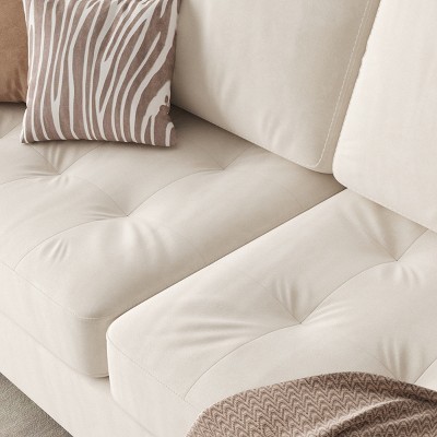 Garvee Modern Oversized Loveseat, Beige Upholstered Loveseat with Soft Spacious Armrests