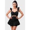 Slickblue Women's Sweetheart Mini Dress with Ruffle Sleeves and Cutout Bow, Black or Denim Blue, Size S-L - 2 of 4