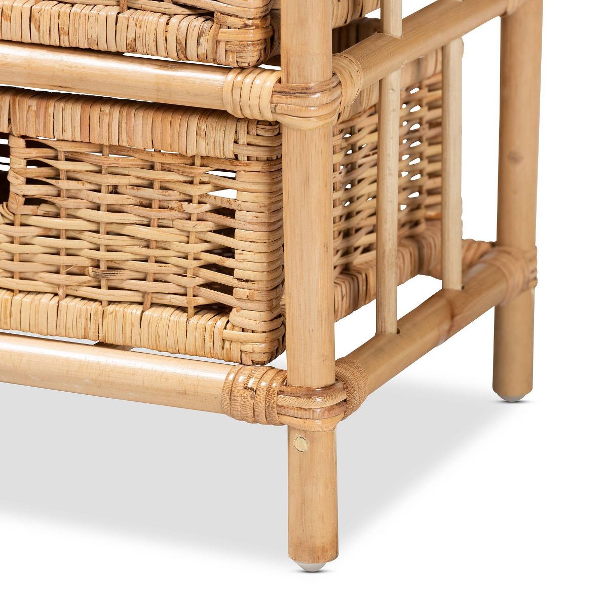 bali & pari Dariana Rattan 6 Drawer Storage Cabinet Natural/Brown: Bohemian Style, Plywood Frame, No Assembly Required - thumbnail 8
