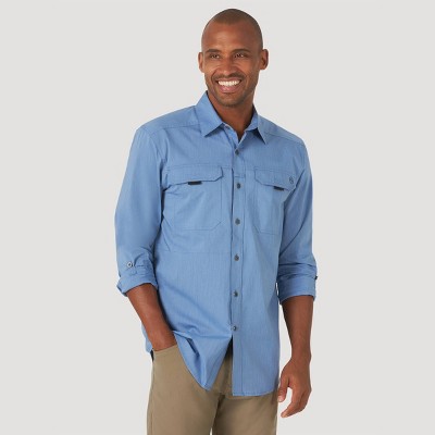 Wrangler Men's ATG David Woven Button-Down Shirt - Dark Blue Heather XXL