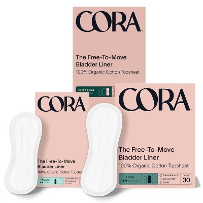  Cora Ultra Thin Organic Bladder Liners, Incontinence &  Postpartum Pads for Women, Panty Liners for Bladder Leaks