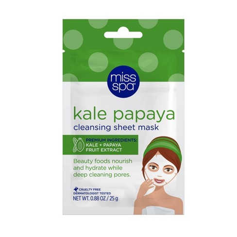 Miss Spa Kale Papaya Cleansing Sheet Mask 1ct088oz