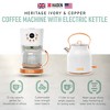 Haden Coffee Machine, 12 Cup Drip Coffee Maker Bundled with Heritage 1.7 Liter Stainless Steel Electric Kettle, Ivory & Copper - 2 of 4