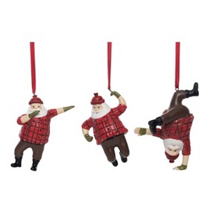 Transpac Resin Lumberjack Santa Ornament Set of 3 Christmas Home Decorations - 1 of 1