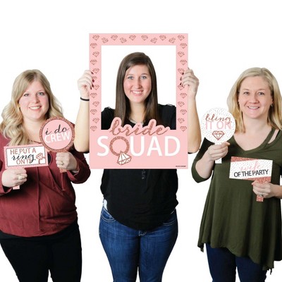Big Dot of Happiness Bride Squad - Rose Gold Bridal Shower or Bachelorette Party Selfie Photo Booth Picture Frame & Props - Printed on Sturdy Material
