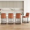 Infurnic Accent Chairs, Modern Upholstered Chairs Set with Sturdy Legs, Comfortable High Stool for Kitchen and Dining Room, Brown, 15.5"*17.5"*35" - 3 of 4