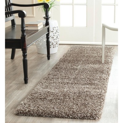 Luxurious Gray Hand-Knotted Shag Rug in Wool and Synthetic Blend - 2' x 4'