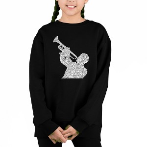 LA Pop Art All Time Jazz Songs - Girl's Word Art Crewneck Sweatshirt - 1 of 3